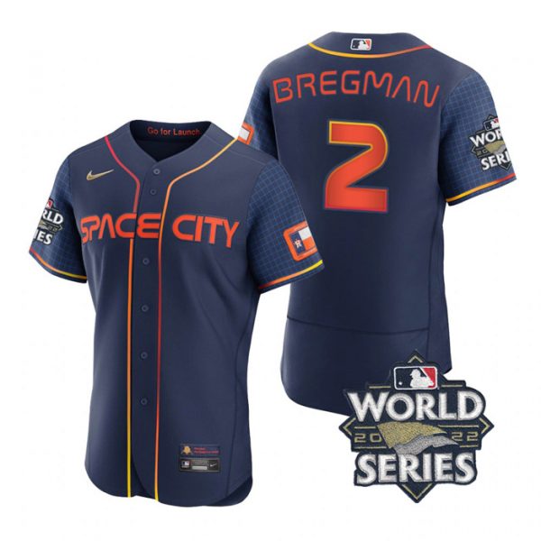 Astros 2 Alex Bregman Navy Nike 2022 World Series City Connect Flexbase Jersey->houston astros->MLB Jersey